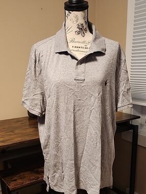 Ralph Lauren Men’s Heather Gray Polo Shirt with Embroidered Pony